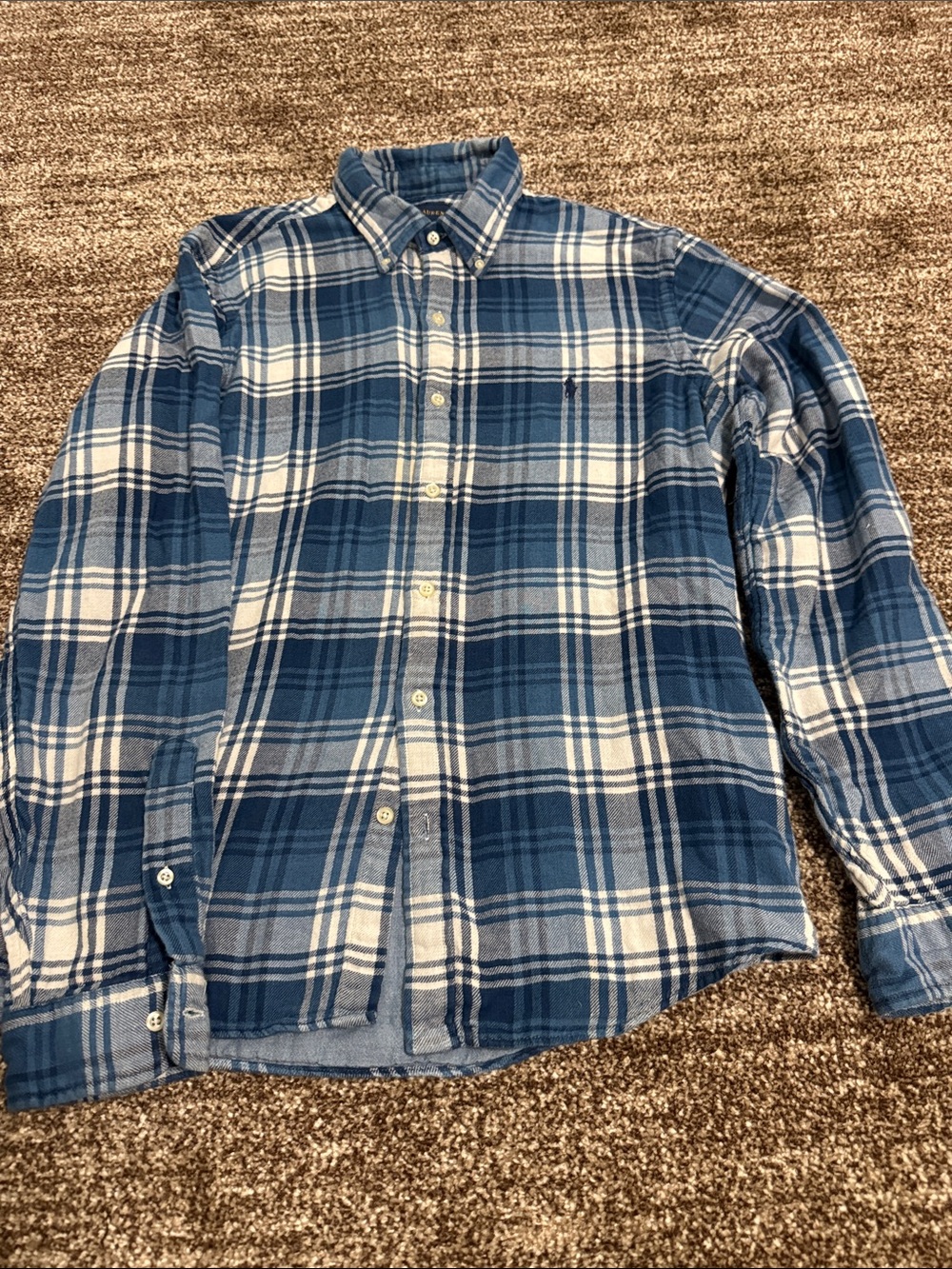 Ralph Lauren Blue Plaid Button-Down Men's Shirt